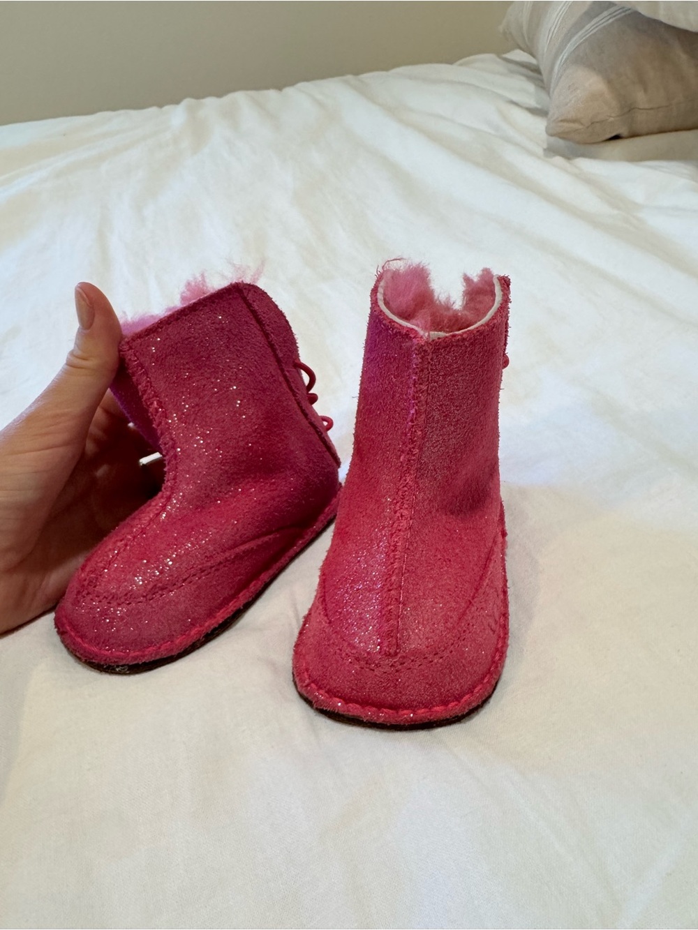 UGG Pink Baby Walker Sparkle Suede Boots